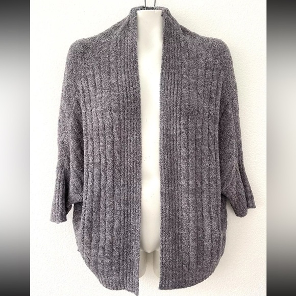 NWOT Barefoot Dreams Cable Knit Cardigan Sweater Shrug, Size S/M, Blue Gray - Picture 1 of 8